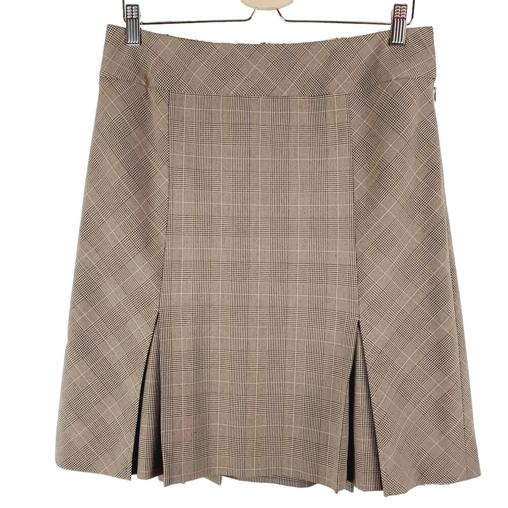 Ann Taylor Women Houndstooth School Academia Pleated Casual Skirt Size 8